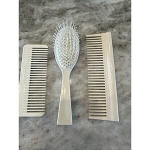 Lot Of 3 Vintage Estee Lauder Small 7" Ball Tipped Hair Brush + 2 Combes White